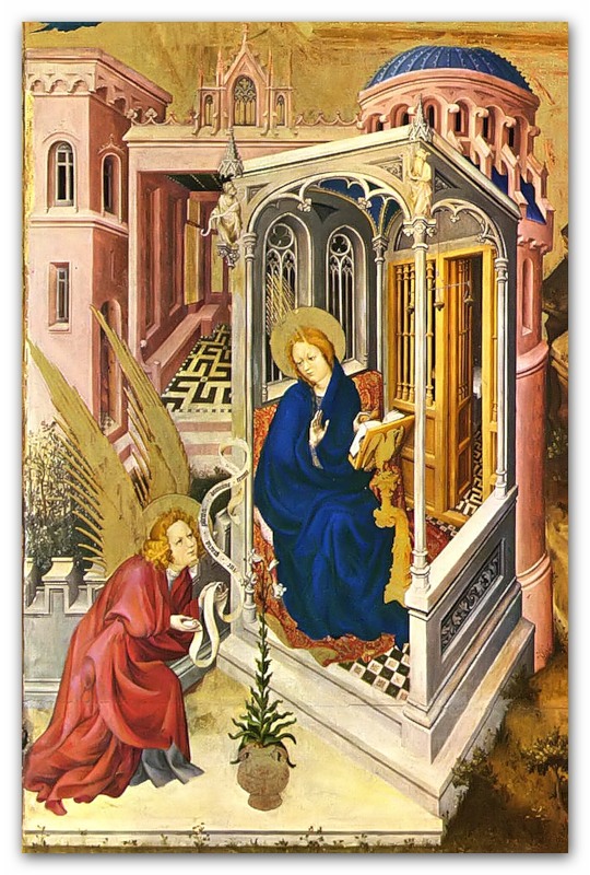 Мельхиор Брудерлам. Фрагмент алтаря «Благовещение и Встреча Марии с Елисаветой» (1394—1399).