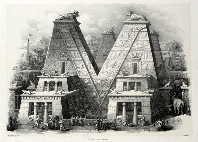 Алфавит Antonio Basoli 'Alfabeto Pittorico',1839,25 букв