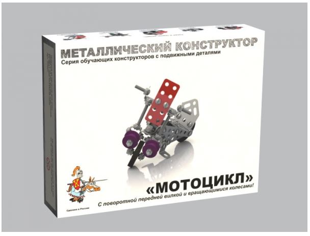 Детский металлический конструктор с подвижными деталями Мотоцикл